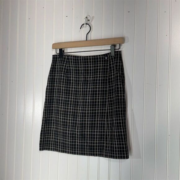 Geoffrey Beene plaid check mini skirt linen blend IY2K preppy quiet luxury 4 VTG - Picture 1 of 8